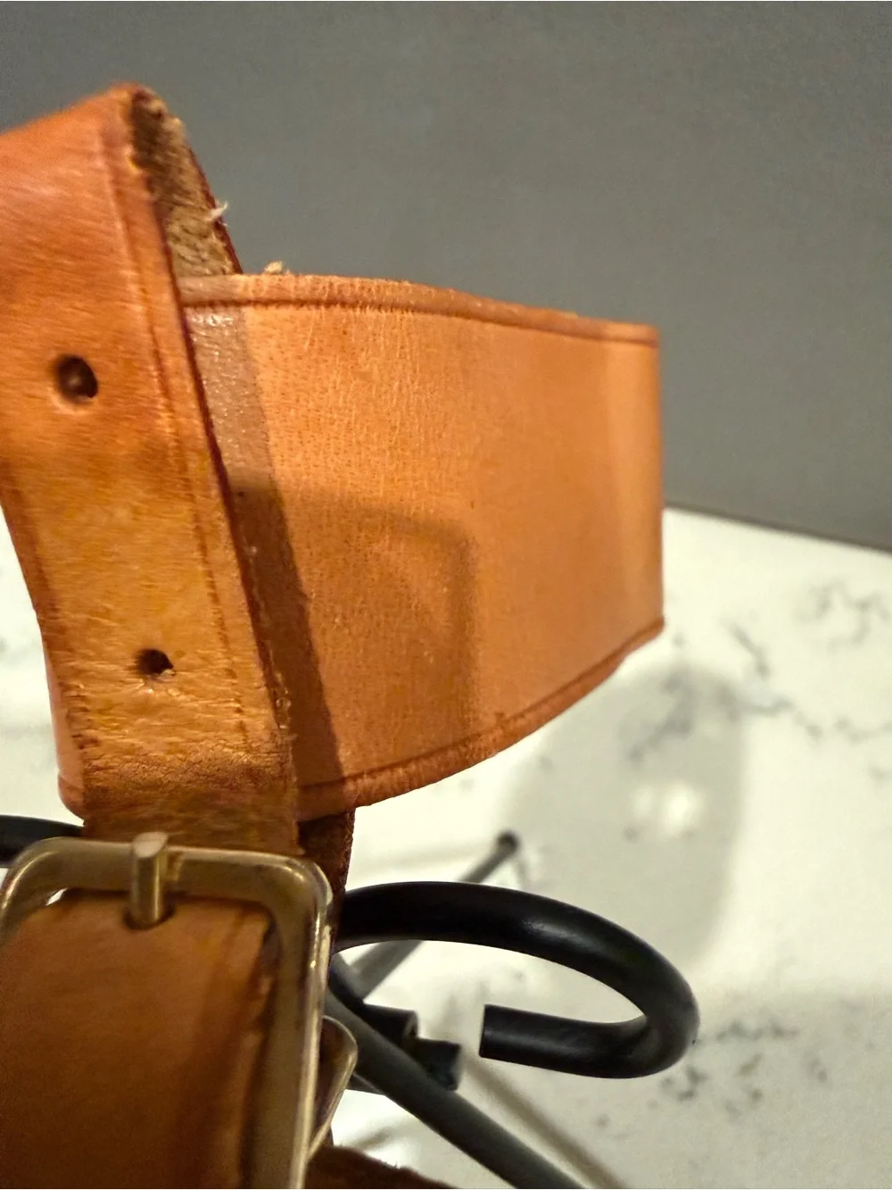 Louis Vuitton Tan Leather Luggage Tag with Stitch Detailing